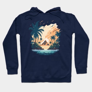 Tropical island with palm trees and sea. Hoodie